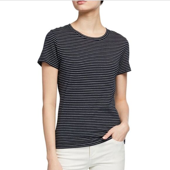 VINCE Pencil Stripe Essential Crewneck T-Shirt Slim Fit - Picture 1 of 8